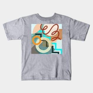 Modern Geometric Pattern Aqua Terracotta Style Kids T-Shirt